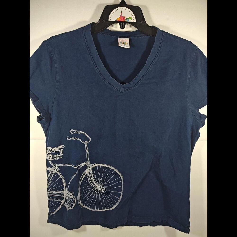 ICANTOO Womens XL Top Tee Shirt Short Sleeve Extra Large Bicycle V Neck USA